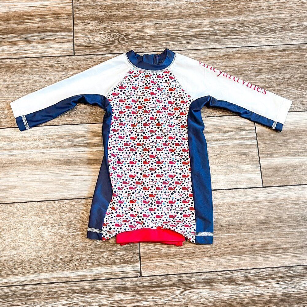 Vineyard Vines Target Baby Rashguard Swimsuit Stars & Whales Red White Blue 3-6M